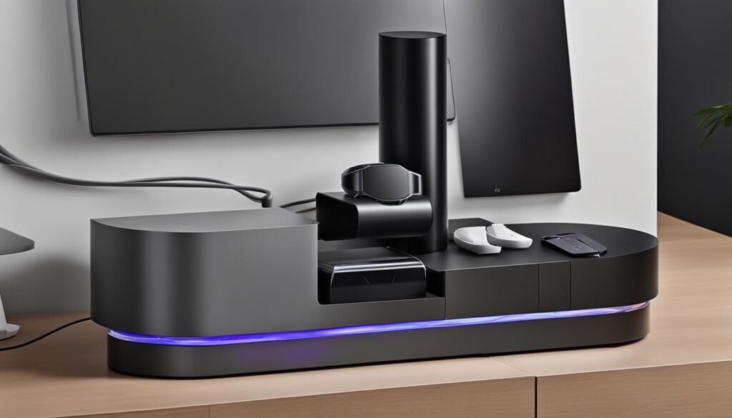 hidden Dyson vacuum cleaner charging station