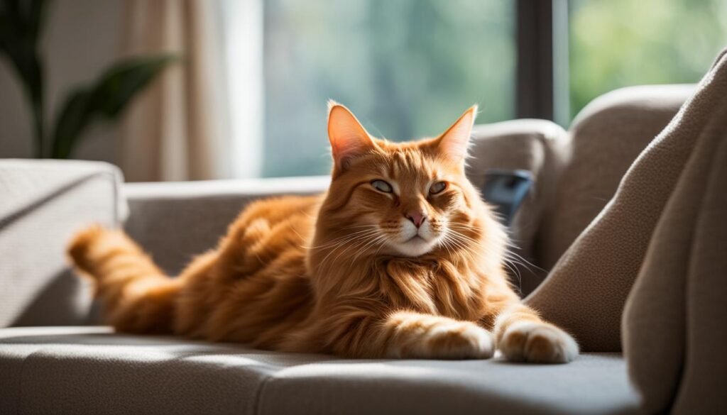 cat relaxing with a vacuum cleaner