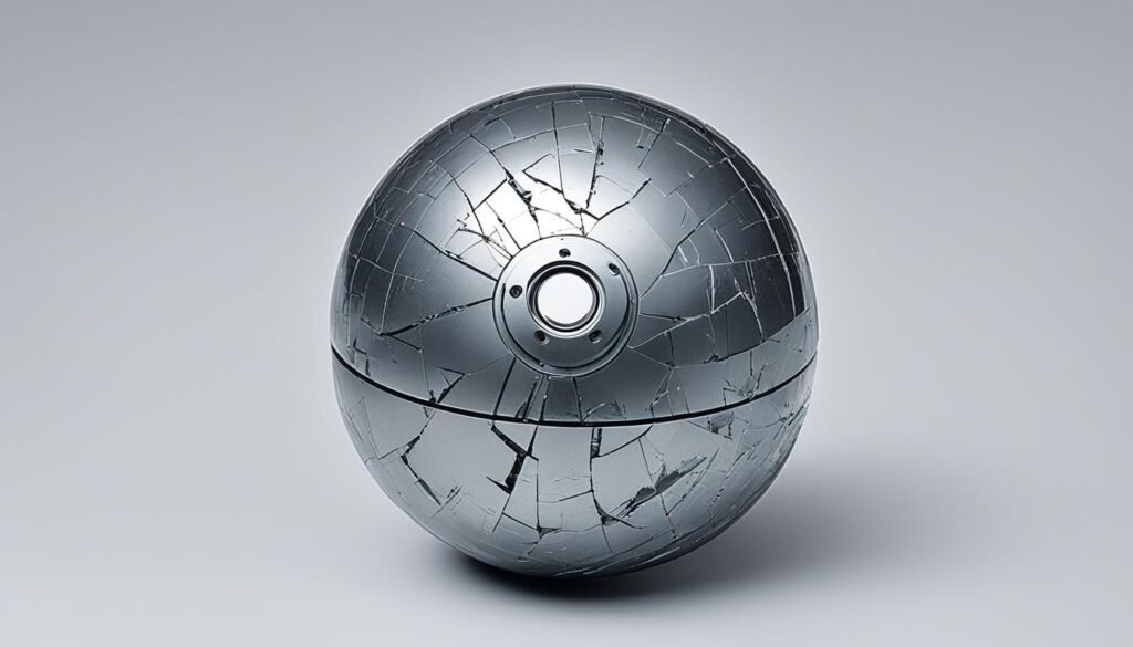 damaged ball shell